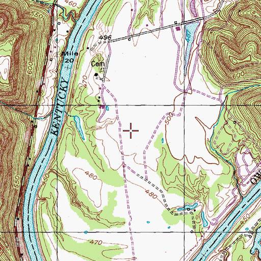 Topographic Map of Glenwood Hall Resort Airport (historical), KY