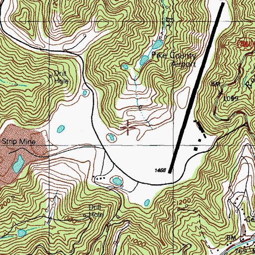 Topographic Map of Pike County Airport-Hatcher Field, KY