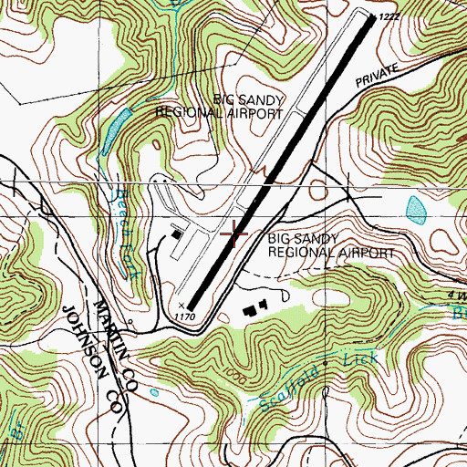 Topographic Map of Big Sandy Regional Airport, KY