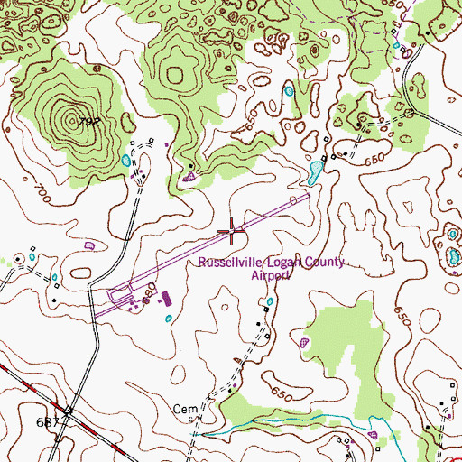 Topographic Map of Russellville-Logan County Airport, KY