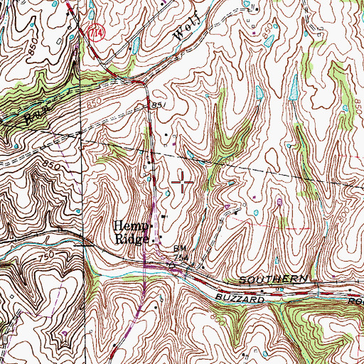 Topographic Map of Hemp Ridge Airport (historical), KY