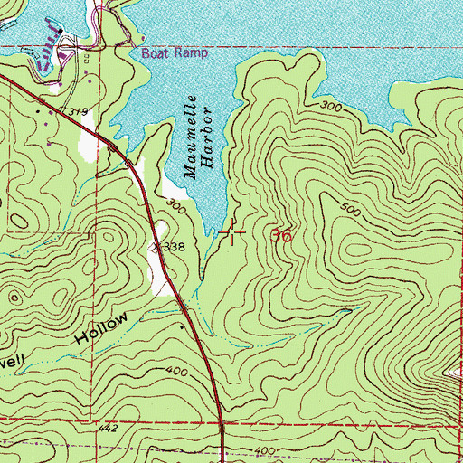Topographic Map of Maxwell Hollow, AR