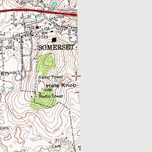 Topographic Map of Somerset-Pulaski County EMS Heliport, KY