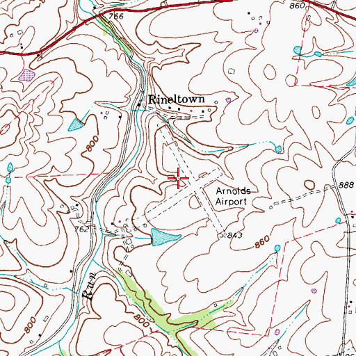 Topographic Map of Arnolds Airport, KY