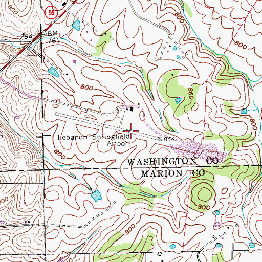 Topographic Map of Lebanon Springfield Airport-George Hoerter Field, KY