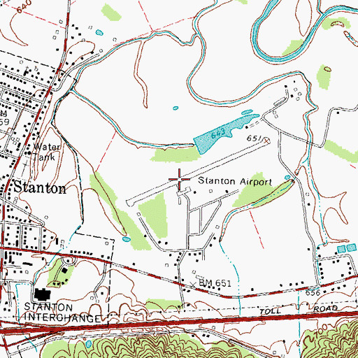 Topographic Map of Stanton Airport, KY