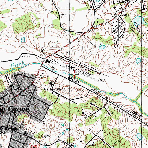 Topographic Map of Vine Grove Airport, KY