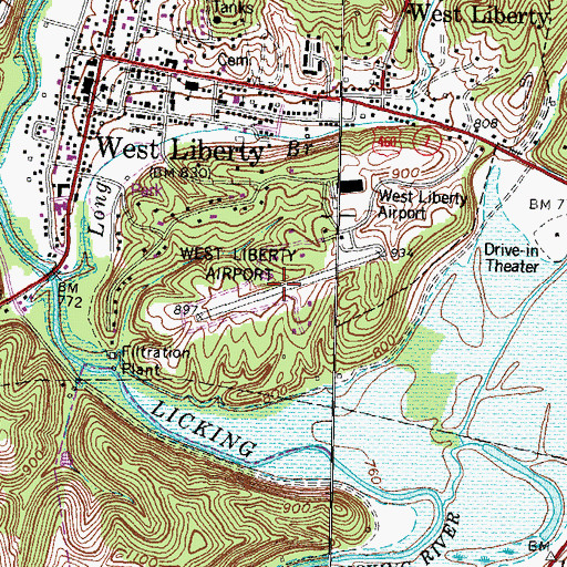 Topographic Map of West Liberty Airport, KY