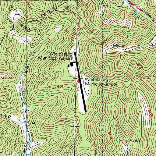 Topographic Map of Whitesburg Municipal Airport (historical), KY
