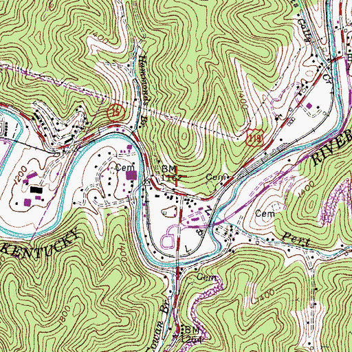Topographic Map of Pine Mountain Aero Heliport, KY