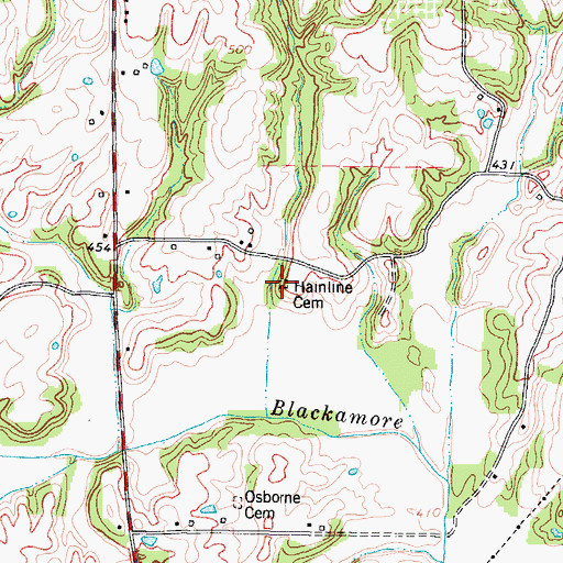 Topographic Map of Hainline Cemetery, KY