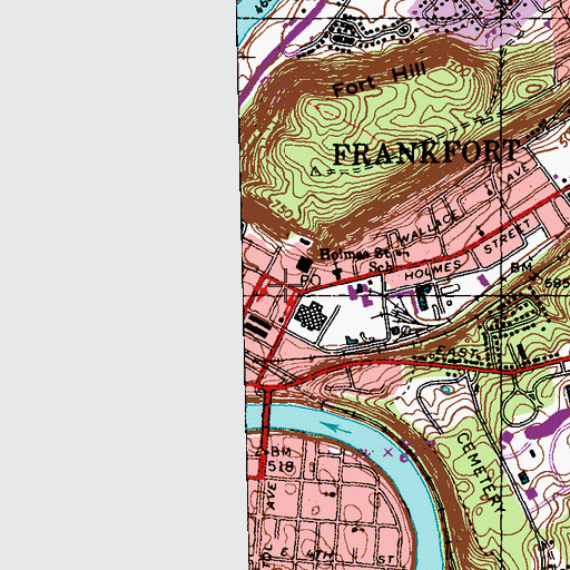Topographic Map of Frankfort, KY