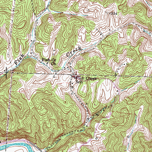 Topographic Map of Fish Creek School, KY