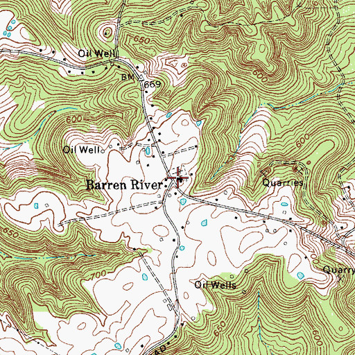 Topographic Map of Barren River, KY