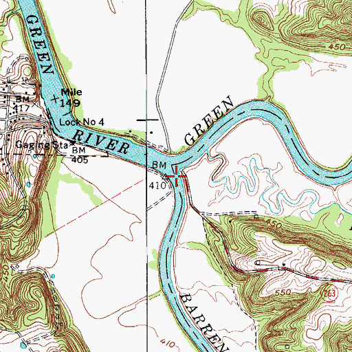 Topographic Map of Barren River, KY