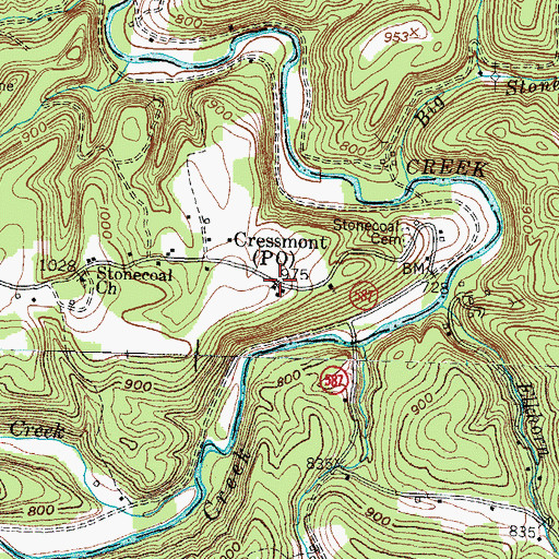 Topographic Map of Cressmont Post Office (historical), KY