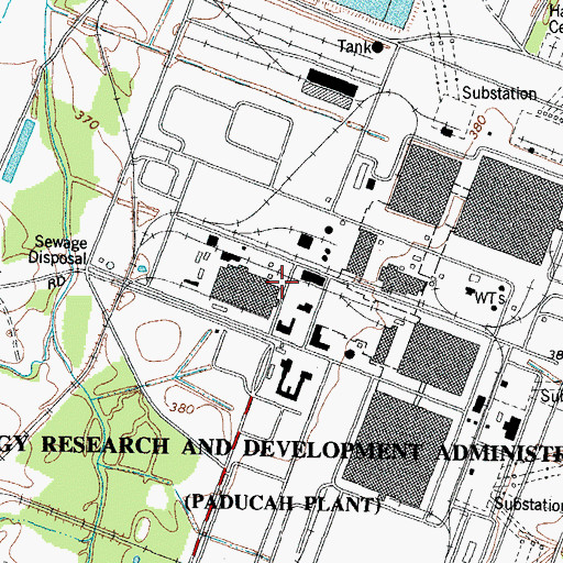 Topographic Map of Paducah Plant, Energy Research and Development Administration, KY