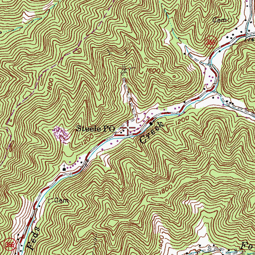 Topographic Map of Steele Post Office, KY