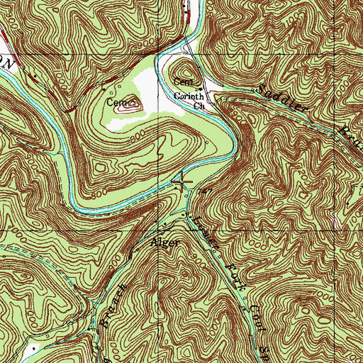 Topographic Map of Upper Fork Cool Spring Branch, KY