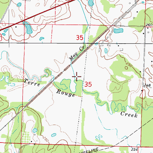 Topographic Map of May Creek, AR