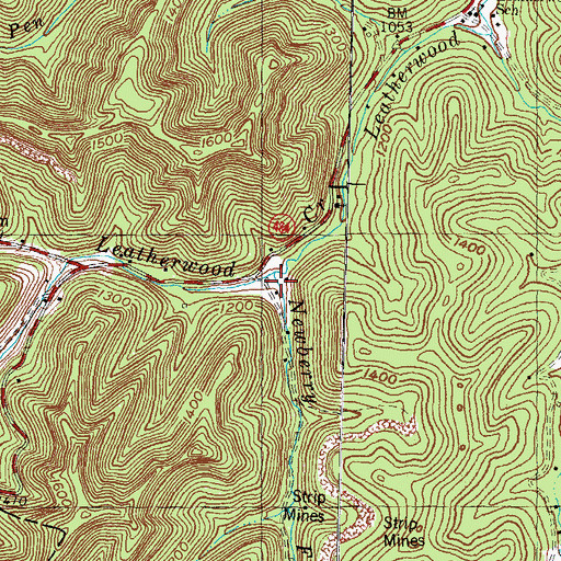 Topographic Map of Leatherwood School, KY