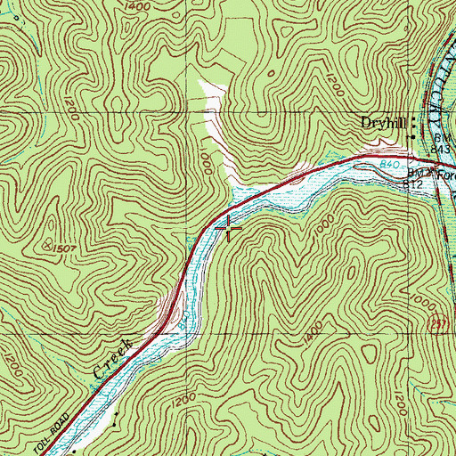 Topographic Map of Woods Cemetery, KY
