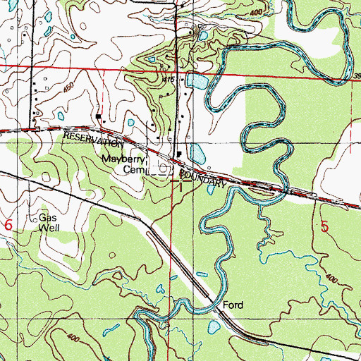 Topographic Map of Mayberry Cemetery, AR