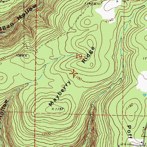 Topographic Map of Mayberry Ridge, AR