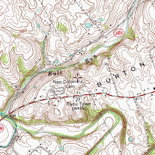 Topographic Map of WAIN-AM (Columbia), KY