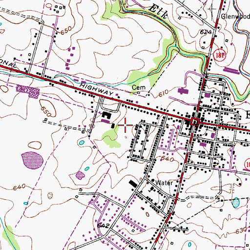 Topographic Map of WEKT-AM (Elkton), KY