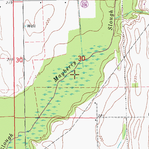 Topographic Map of Mayberry Slough, AR