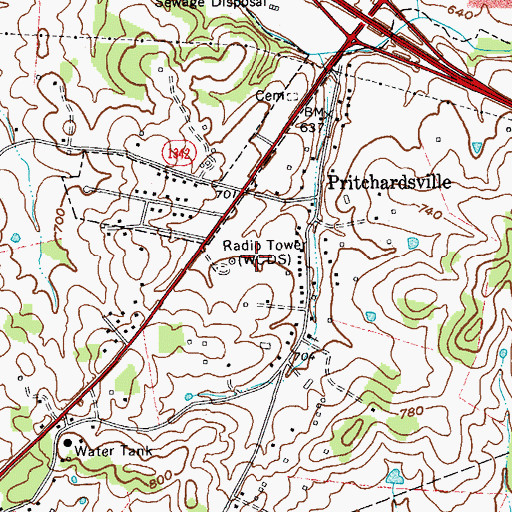 Topographic Map of WCDS-AM (Glasgow), KY