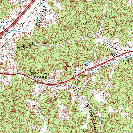 Topographic Map of WGOH-AM (Grayson), KY