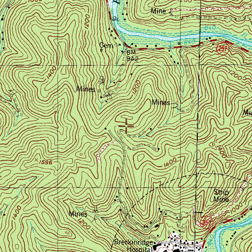 Topographic Map of WSLK-AM (Hyden), KY