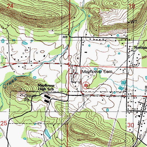 Topographic Map of Mayflower Cemetery, AR