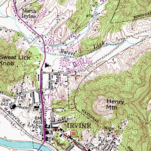 Topographic Map of WIRV-AM (Irvine), KY