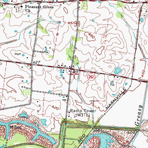 Topographic Map of WTTL-AM (Madisonville), KY