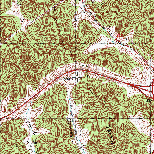 Topographic Map of WKLB-AM (Manchester), KY