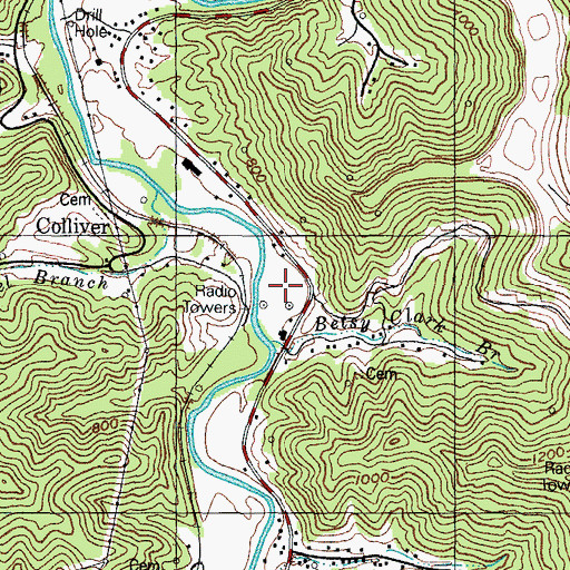 Topographic Map of WMDJ-AM (Martin), KY