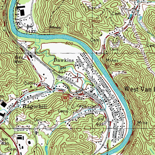 Topographic Map of WKLW-AM (Paintsville), KY