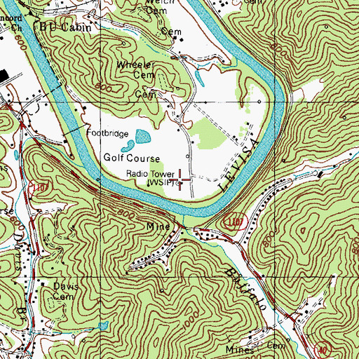 Topographic Map of WSIP-AM (Paintsville), KY