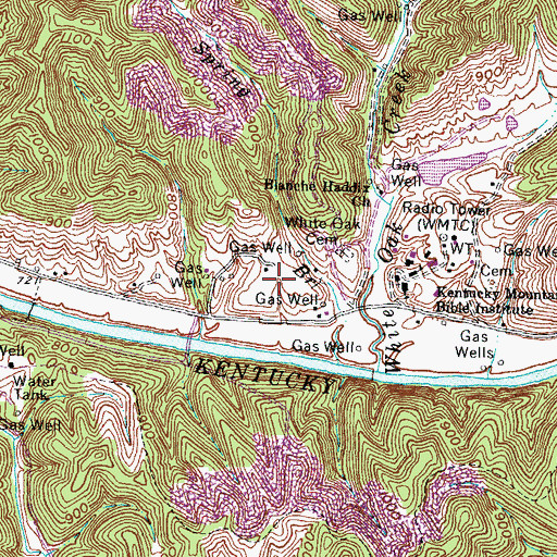 Topographic Map of WMTC-AM (Vancleve), KY