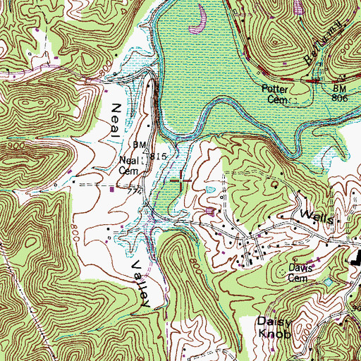 Topographic Map of WLKS-AM (West Liberty), KY