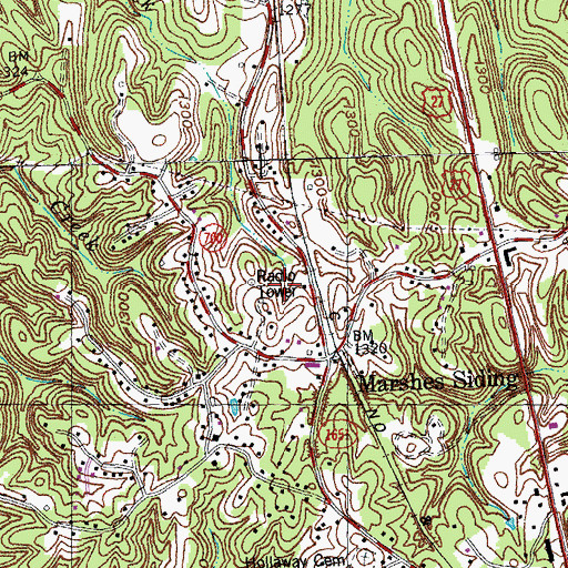 Topographic Map of WEQO-AM (Whitley City), KY