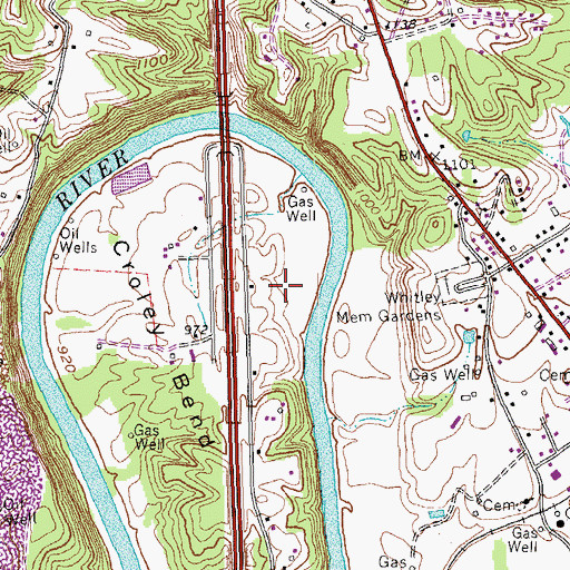 Topographic Map of WEKC-AM (Williamsburg), KY