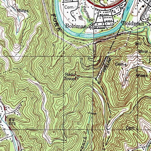 Topographic Map of WMQZ-FM (Allen), KY