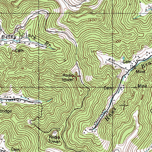Topographic Map of WMDJ-FM (Allen), KY