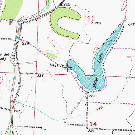 Topographic Map of Mays Cemetery, AR