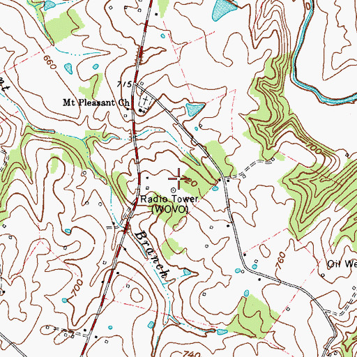 Topographic Map of WOVO-FM (Glasgow), KY