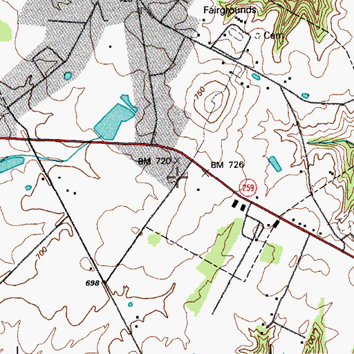 Topographic Map of WHIC-FM (Hardinsburg), KY